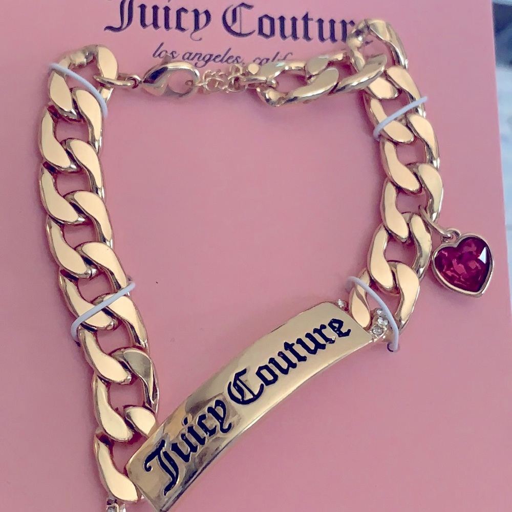 Juicy Couture- New Logo plaque link bracelet l